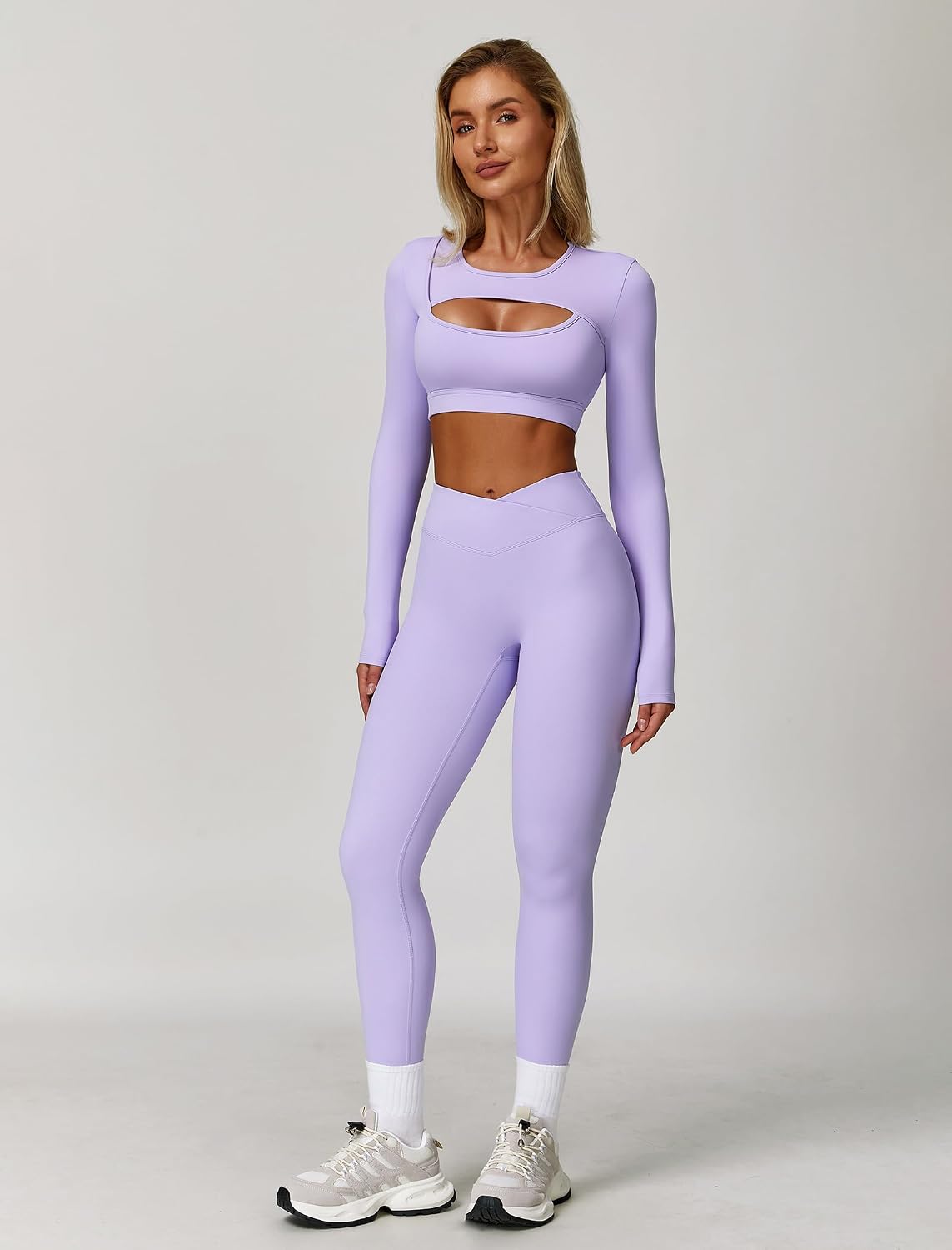 Workout Sets for Women Long Sleeve Crop Top and High Waist Leggings Workout Sets for Women Long Sleeve Crop Top and High Waist Leggings